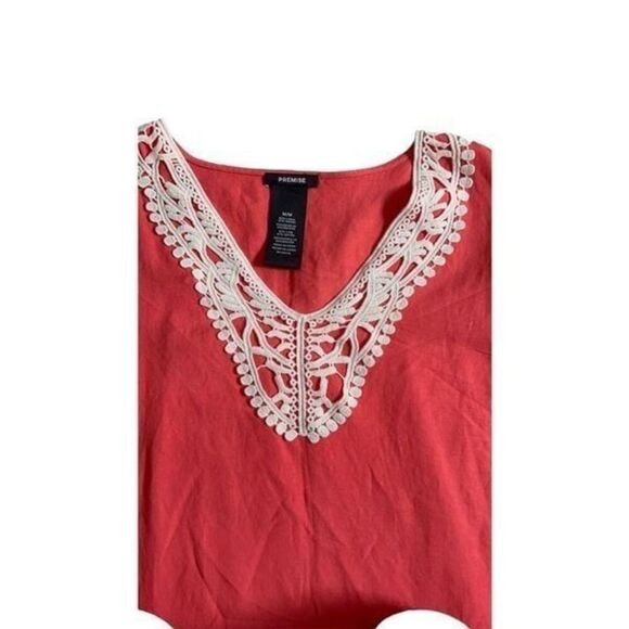 LINEN Coral  Tunic Shirt size M - Picture 5 of 9